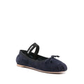 Miu Miu Ruffled Suede Ballerinas - Dark Blue/Navy