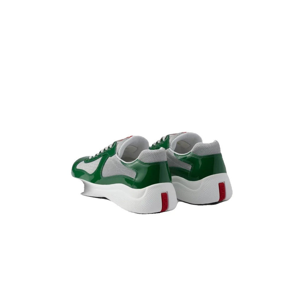 Prada Patent-Leather And Technical-Fabric America's Cup Sneakers - Green
