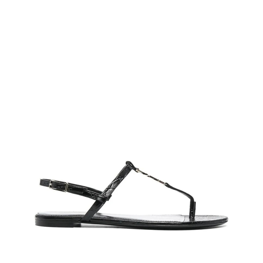 Saint Laurent 100mm Cassandra Open-Toe Sandals - Black (flat sandal, different model)