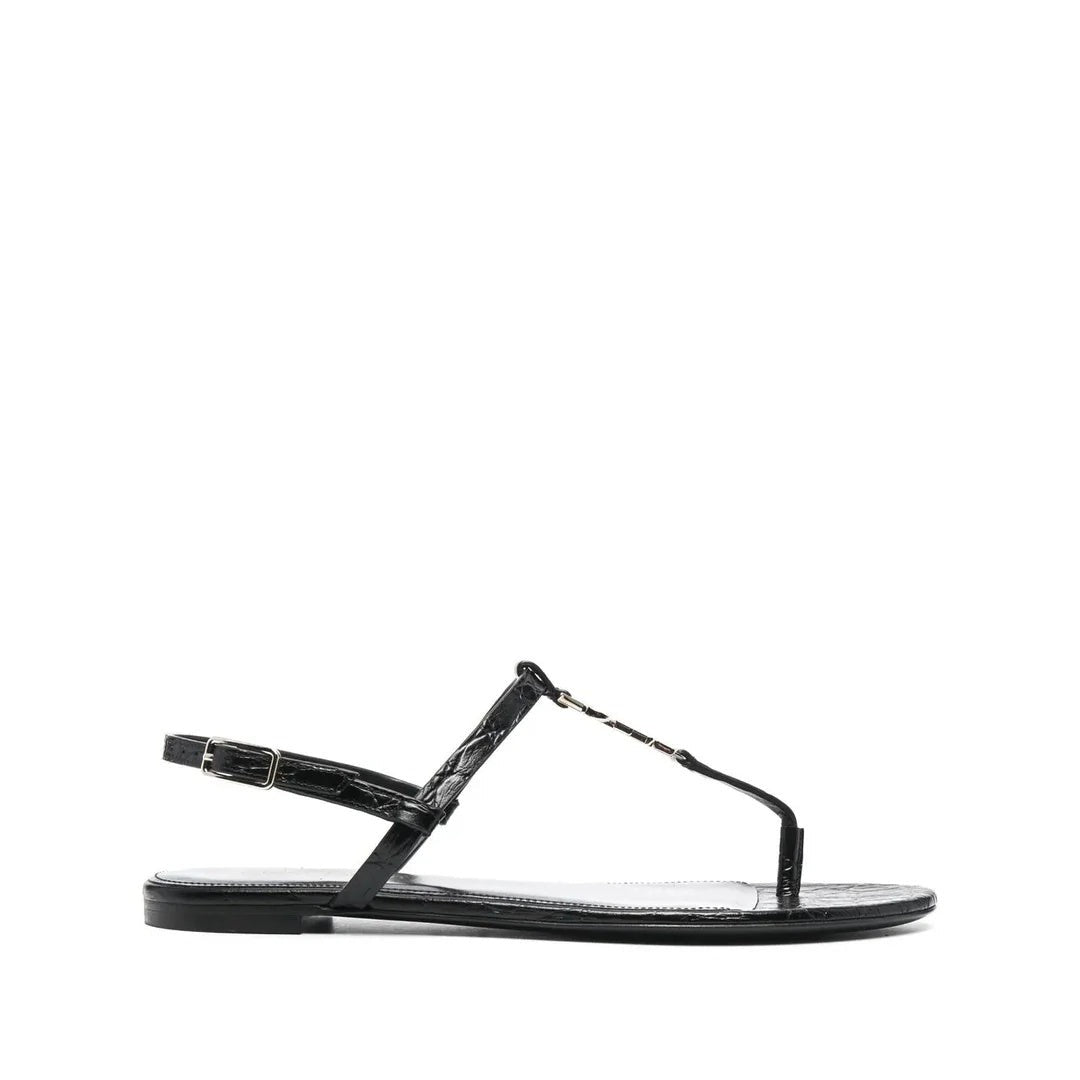 Saint Laurent 100mm Cassandra Open-Toe Sandals - Black (flat sandal, different model)