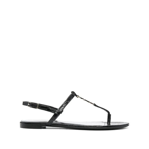 Saint Laurent 100mm Cassandra Open-Toe Sandals - Black (flat sandal, different model)