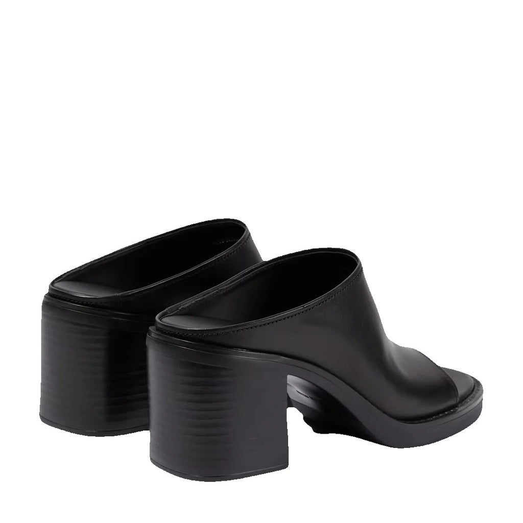 Miu Miu Foule Leather Mules Coffee - Black