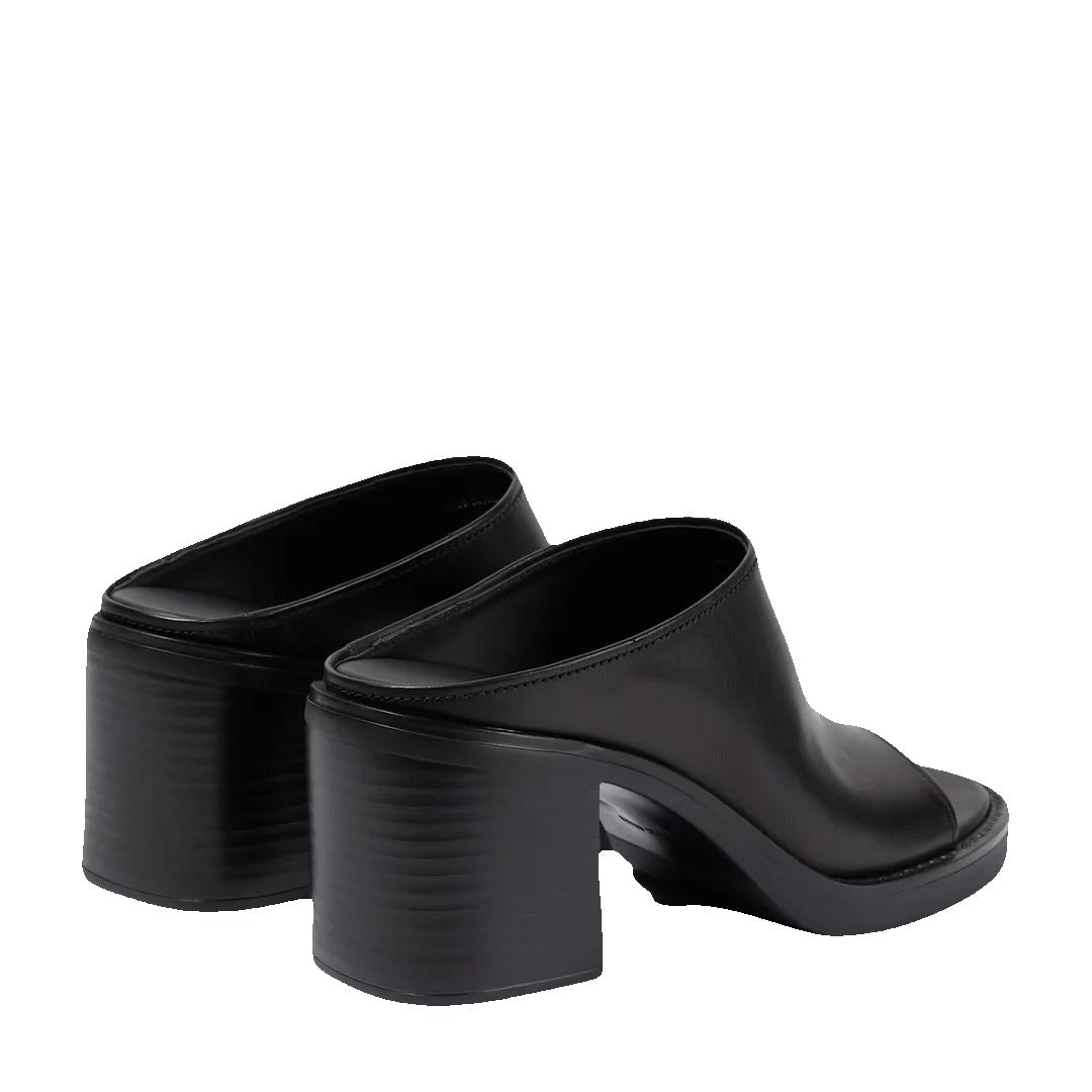 Miu Miu Foule Leather Mules Coffee - Black
