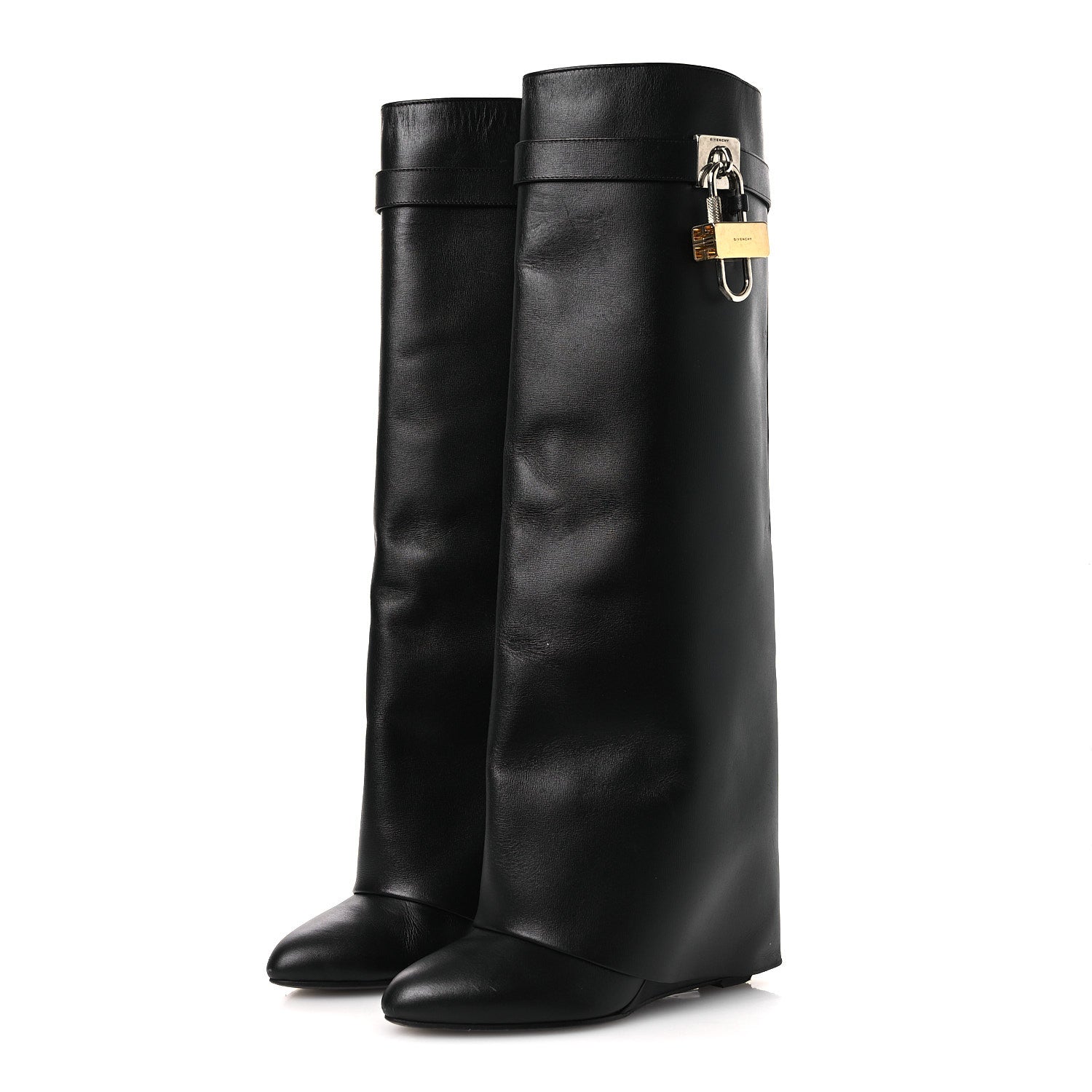 GIVENCHY BOX CALFSKIN SHARK LOCK PANT BOOT NATURAL BLACK