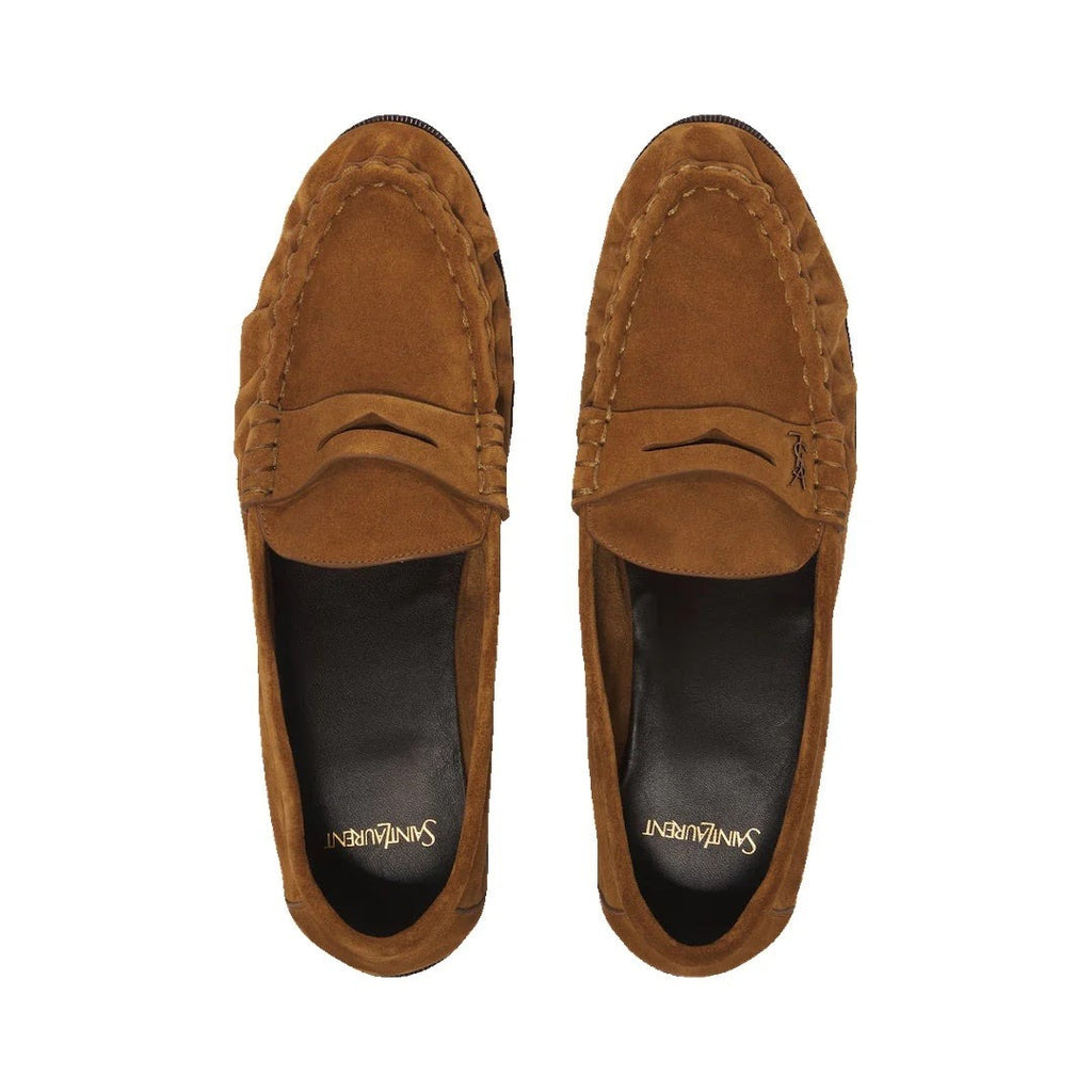 Saint Laurent Le Supple Penny-Detail Loafers - Tan