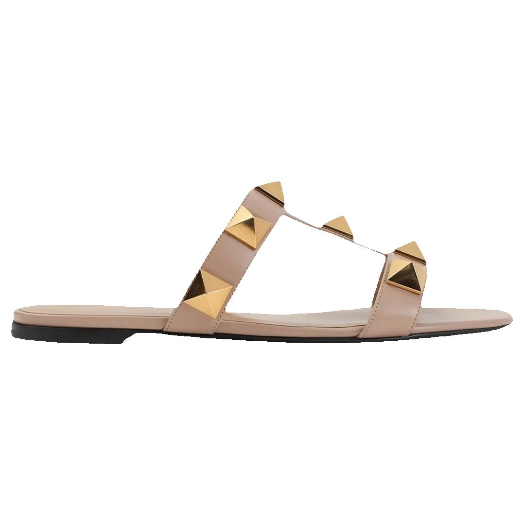 Valentino Garavani Marie a Velvet Slide Sandal 105mm Rosso - Nude/Beige (Rockstud)