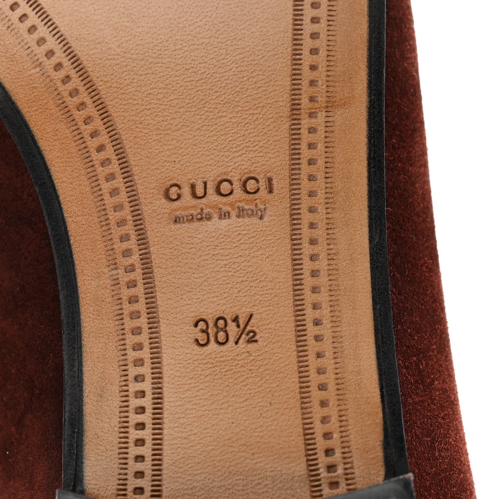 GUCCI VELVET GG MONOGRAM HORSEBIT JORDAAN LOAFERS BLUE BROWN SUEDE