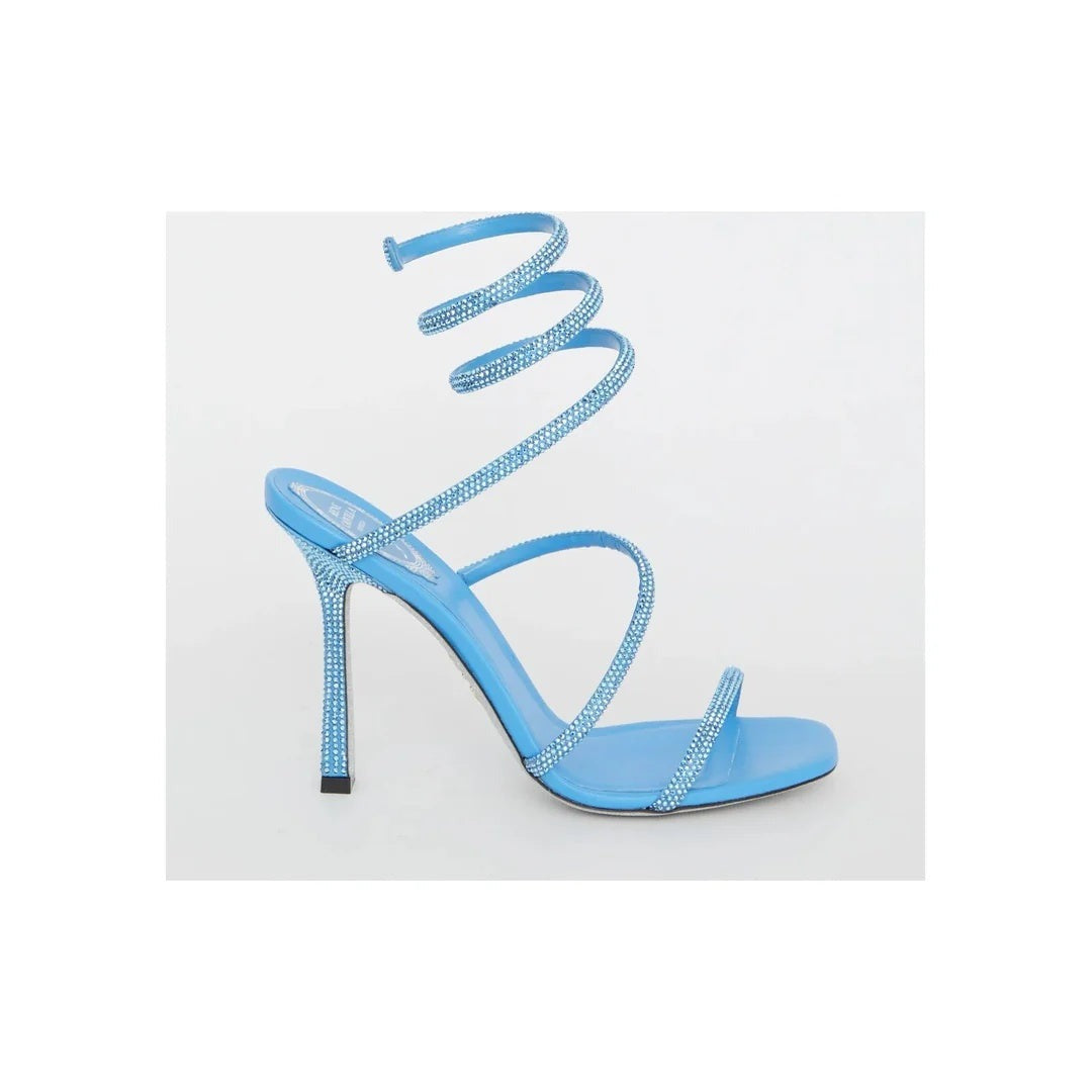 René Caovilla Braid Cleo Ivory Sandal 105 - Blue