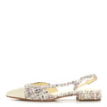 Chanel Tweed Grosgrain Cap Toe CC Slingback Flat Pink - White/Multicolor Tweed