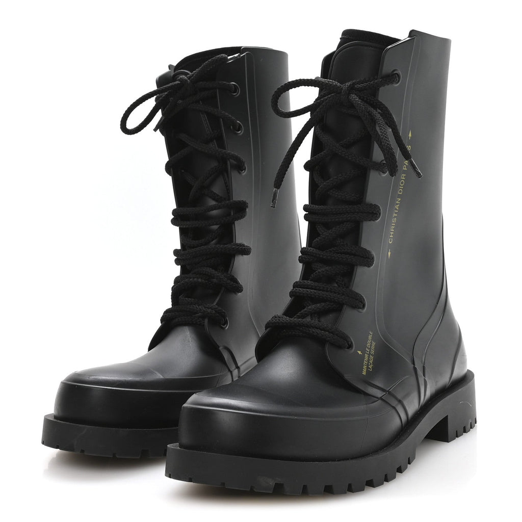 BURBERRY CHECK-PRINT RUBBER MARSH LOW BOOTS BLACK