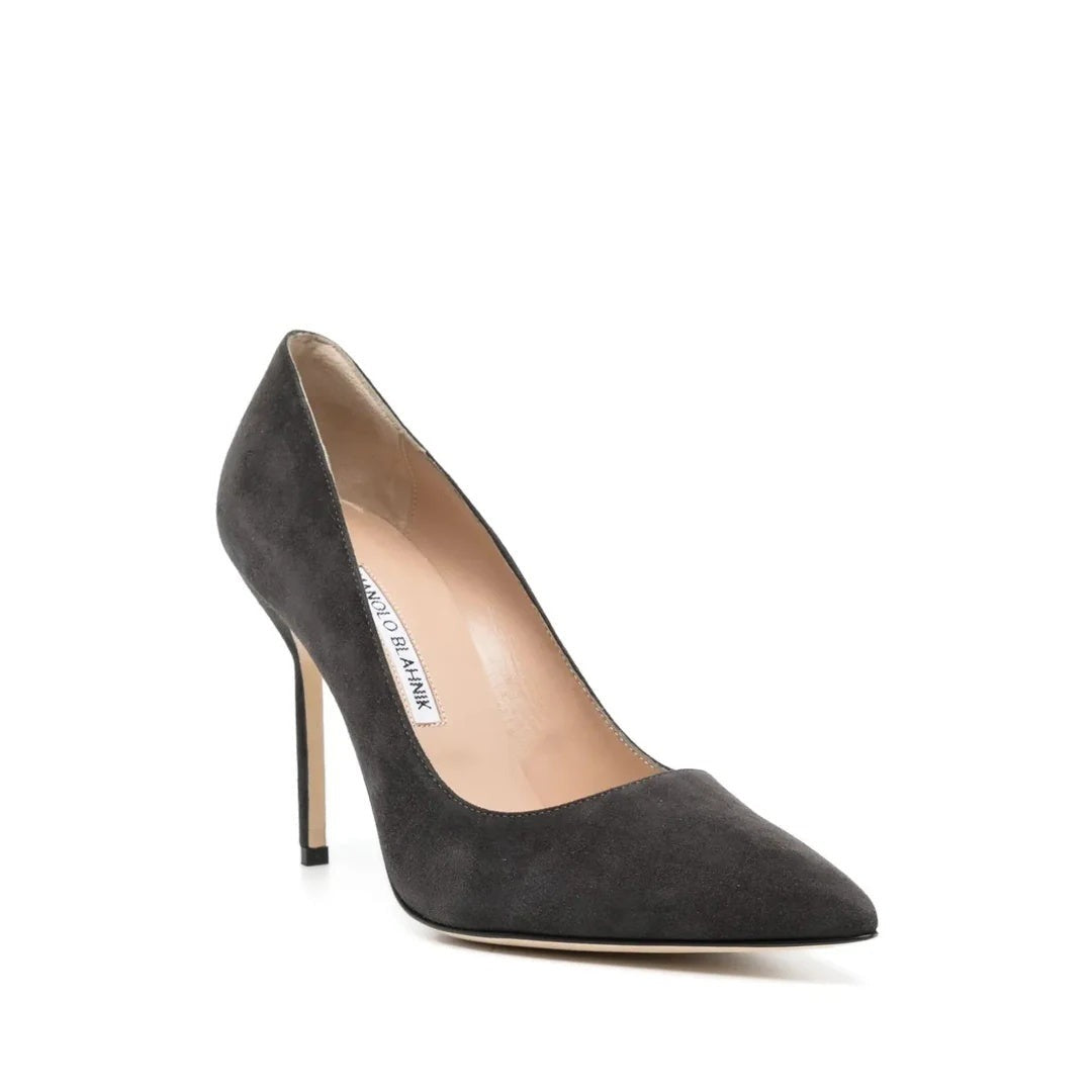 Manolo Blahnik BB Woven Raffia Pumps - Dark Grey
