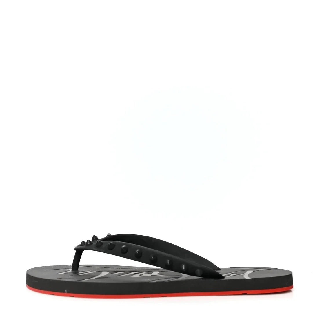Christian Louboutin Loubi Donna Spike Flip Flops - Black/Red