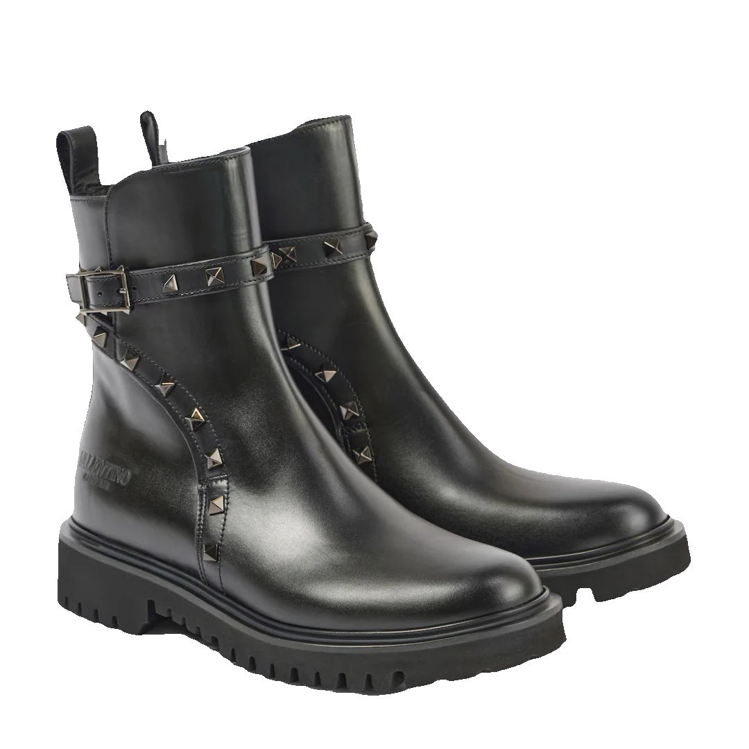 Valentino Garavani Rockstud Leather Chelsea Boots - Black