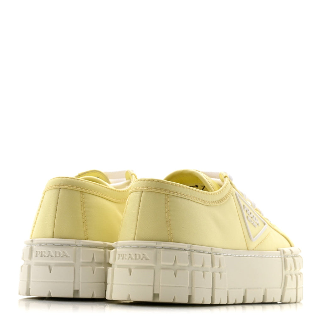 PRADA RE-NYLON GABARDINE TRIANGLE LOGO DOUBLE WHEEL SNEAKERS BLUE