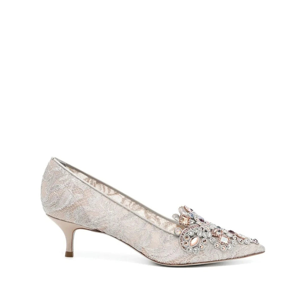 René Caovilla Cinderella 80mm Pump - Silver/White