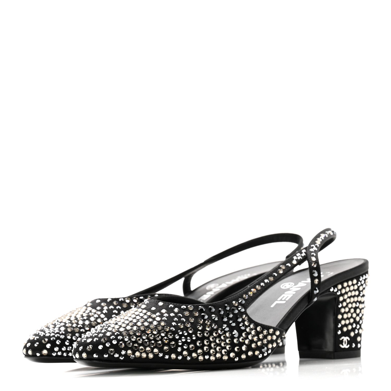 CHANEL BEIGE BLACK CAP TOE CC SLINGBACK PUMPS BEIGE FLAT