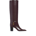 Saint Laurent 70mm Buckle-Detail Calf-Leather Boots - Burgundy