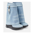 Givenchy Washed Denim Shark Lock Biker Ankle Boot - Light Blue