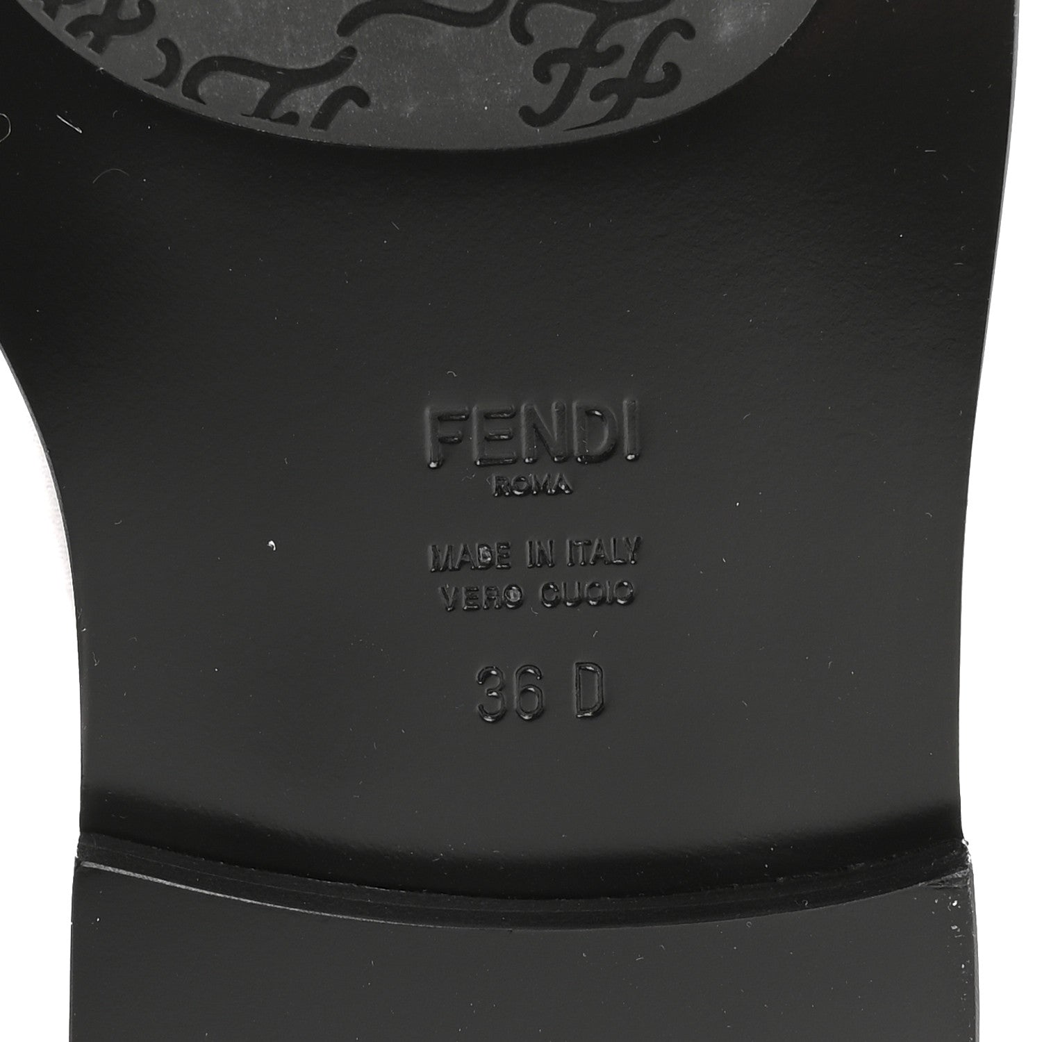 FENDI VITELLO KARLIGRAPHY EMBOSSED TALL RIDING BOOT BLACK