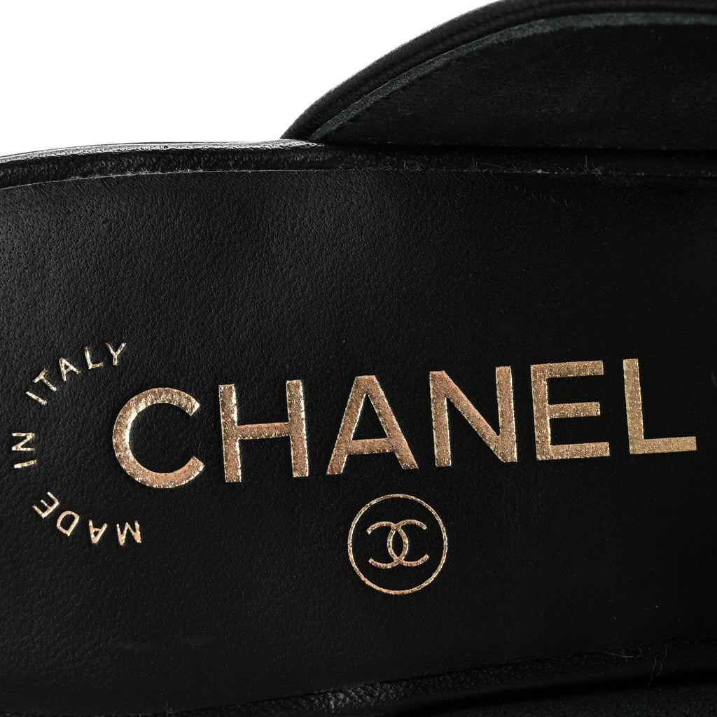 CHANEL CC MULES LAMBSKIN BLACK GHW