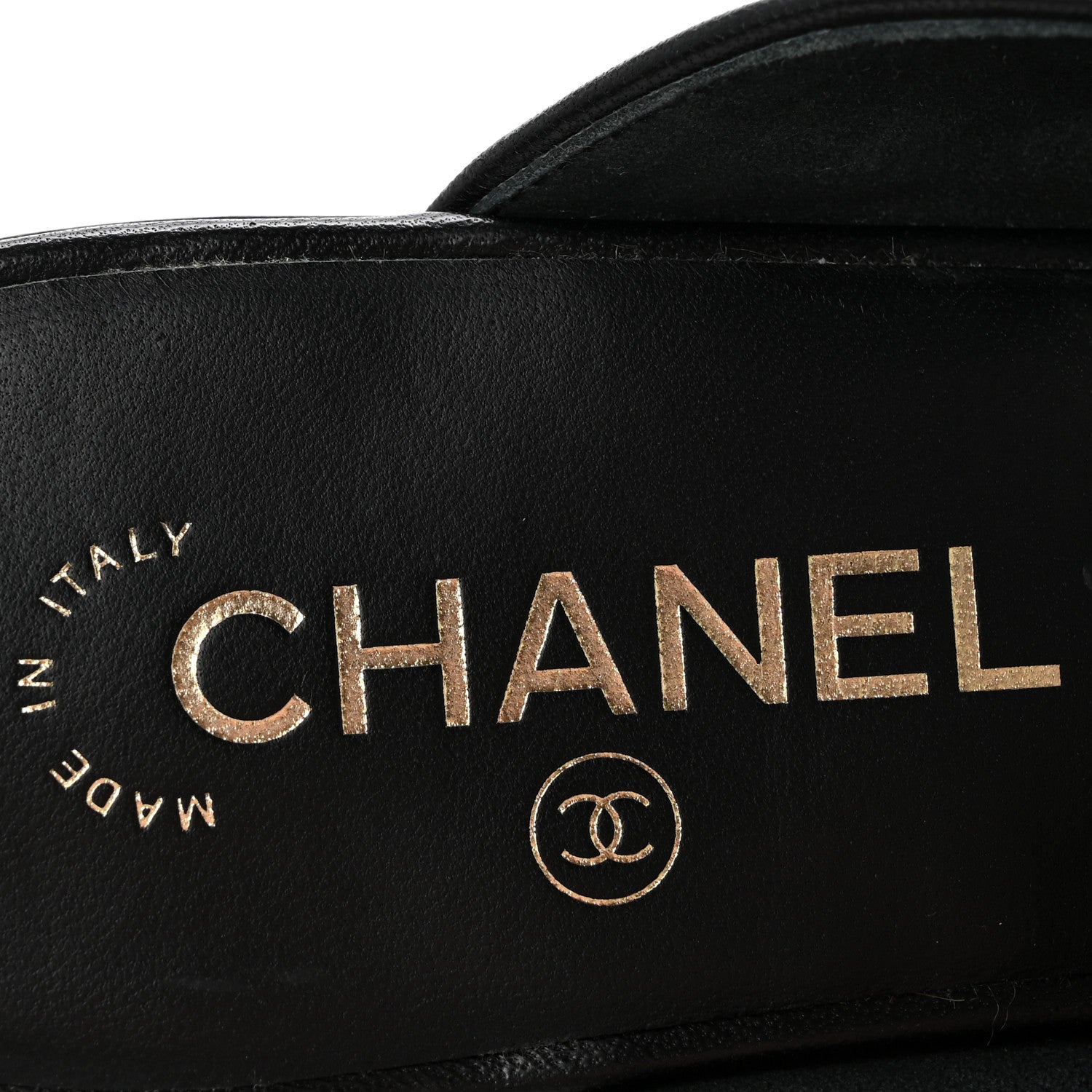 CHANEL CC MULES LAMBSKIN BLACK GHW