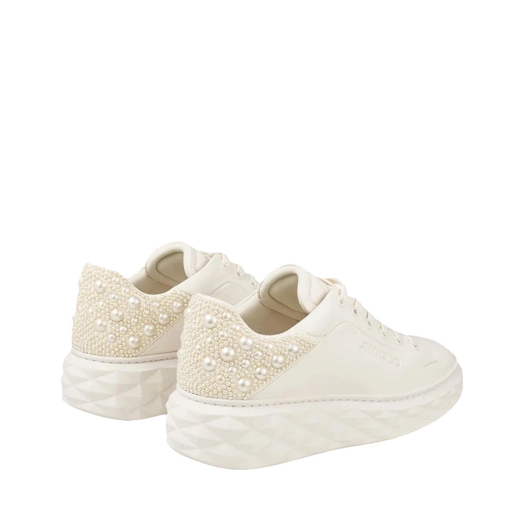 Jimmy Choo Diamond Maxi/F II Leather Sneaker - Latte/Pearl