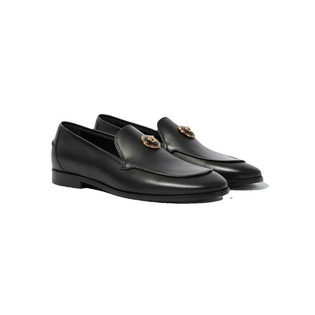Versace Medusa Calf Leather Loafers - Black