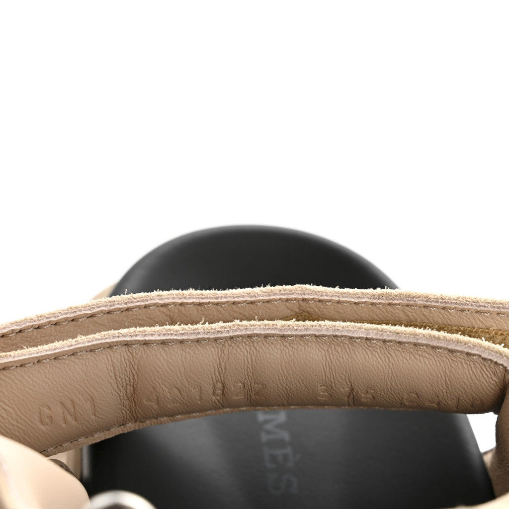 HERMES EZE SANDAL SUEDE GOATSKIN BEIGE CAMEL