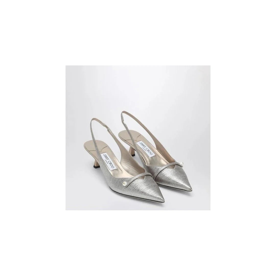 Jimmy Choo 85mm Amita Sling-Back Pumps - Silver
