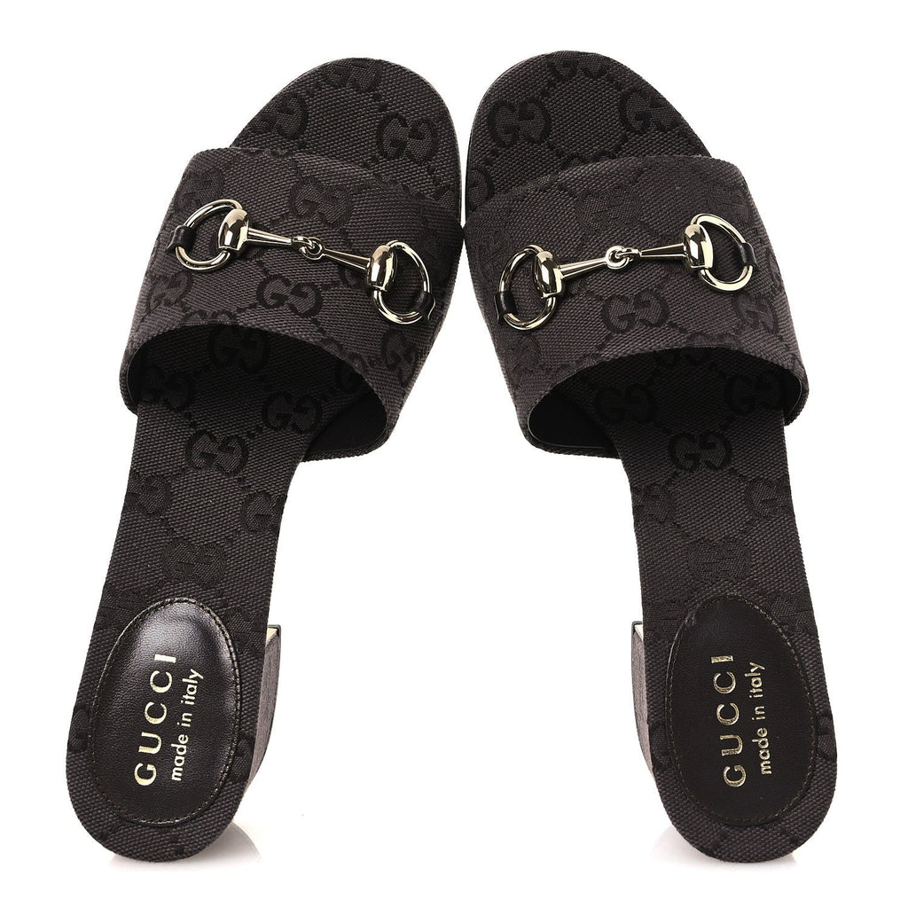 GUCCI HORSEBIT SLIDE SANDALS BROWN