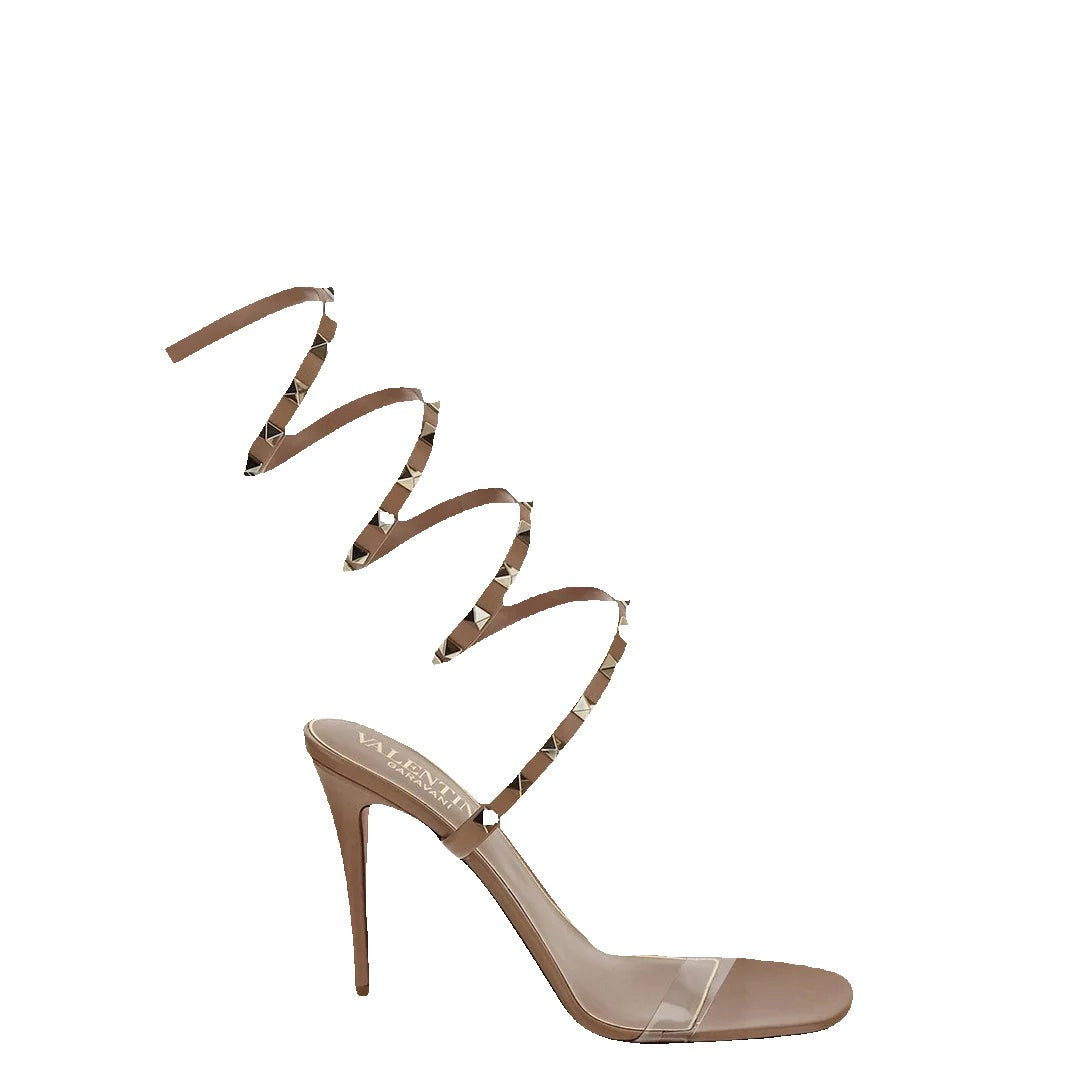 Valentino Garavani Studdy Kidskin Sandal 100mm - Nude/Beige