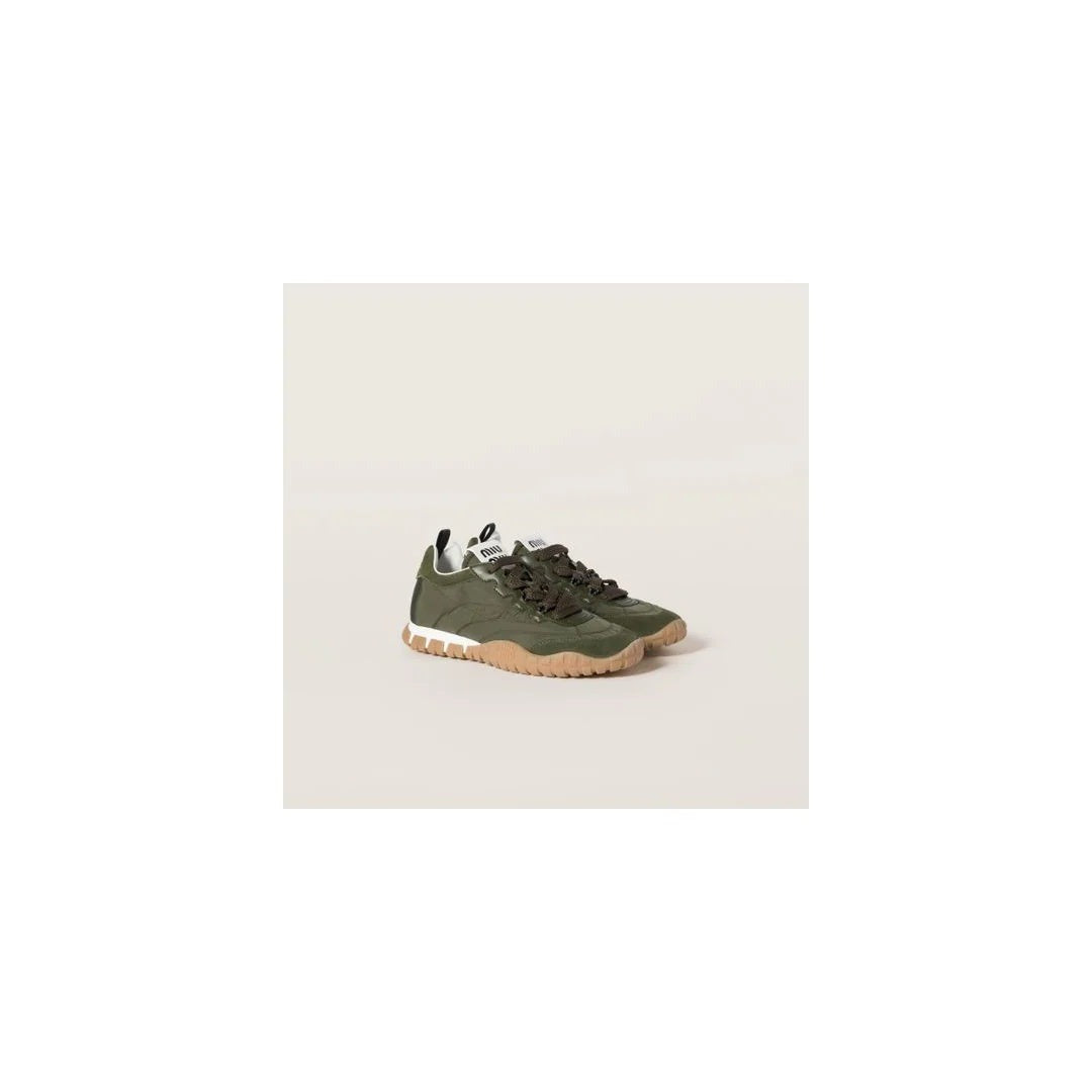 Miu Miu Tyre Sneakers Technical Fabric and Suede - Green