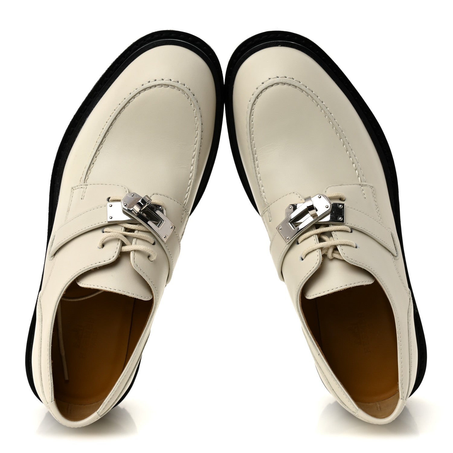 HERMES FIRST DERBY OXFORD LOAFER CALFSKIN BEIGE GLAISE SHW