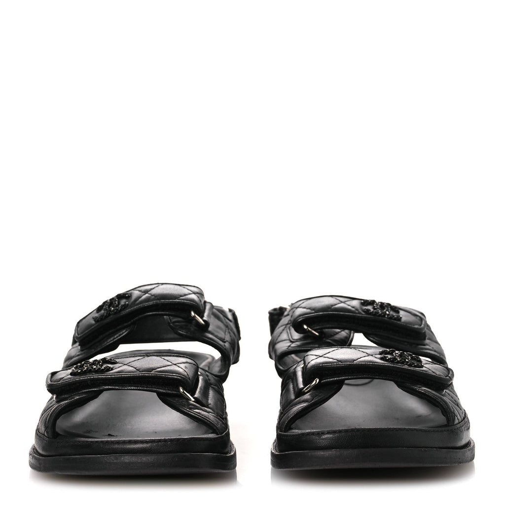 CHANEL DAD SANDALS LAMBSKIN SO BLACK