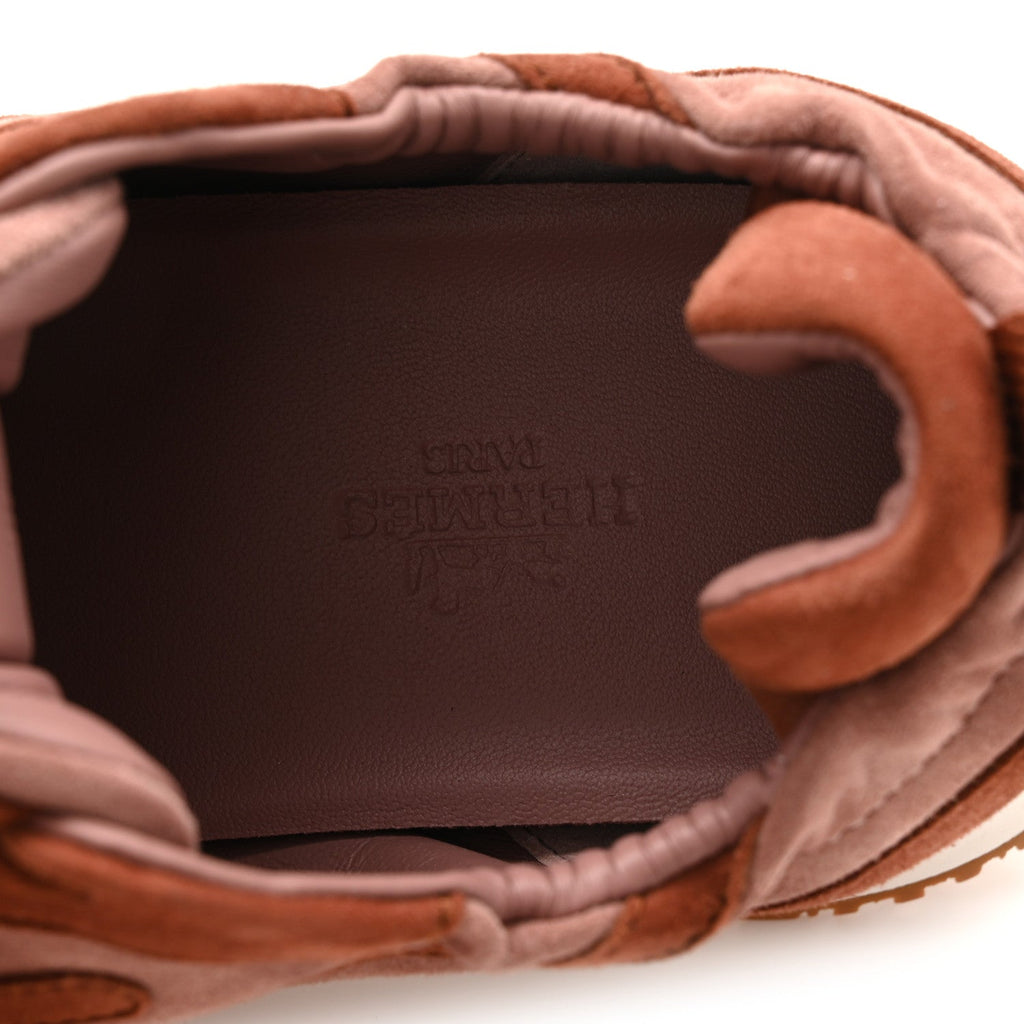 HERMES JET SNEAKER SUEDE ROSE ANTIQUE/ROUGE SEPIA