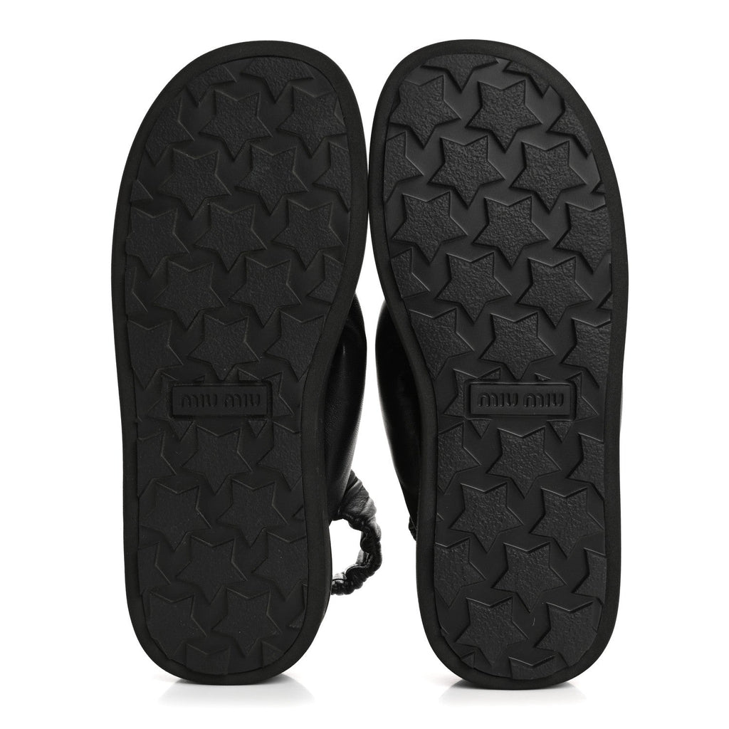 PRADA NAPPA LEATHER PLATFORM SANDALS BLACK