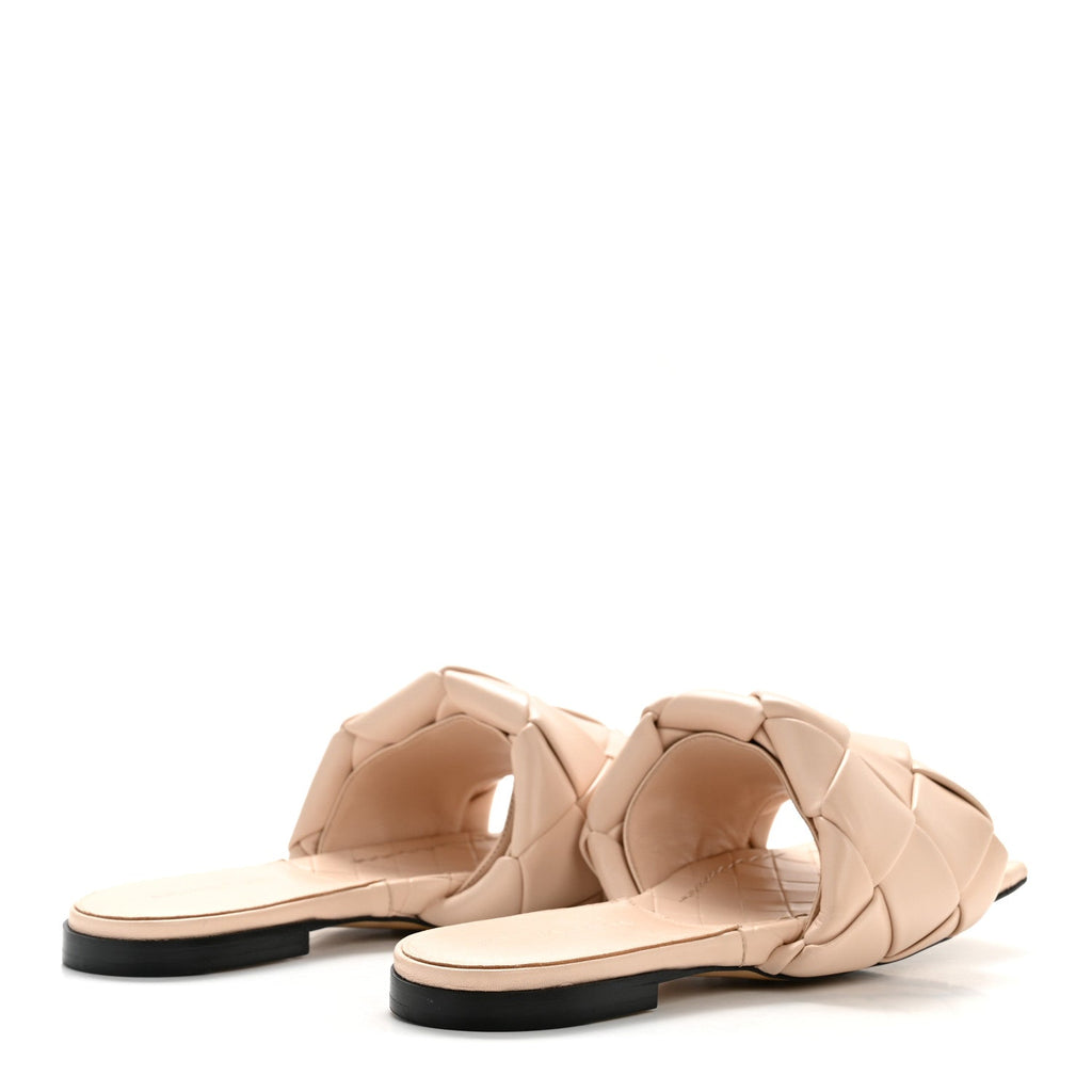 BOTTEGA VENETA NAPPA MAXI INTRECCIATO LIDO FLAT SANDALS BANDAGE PINK