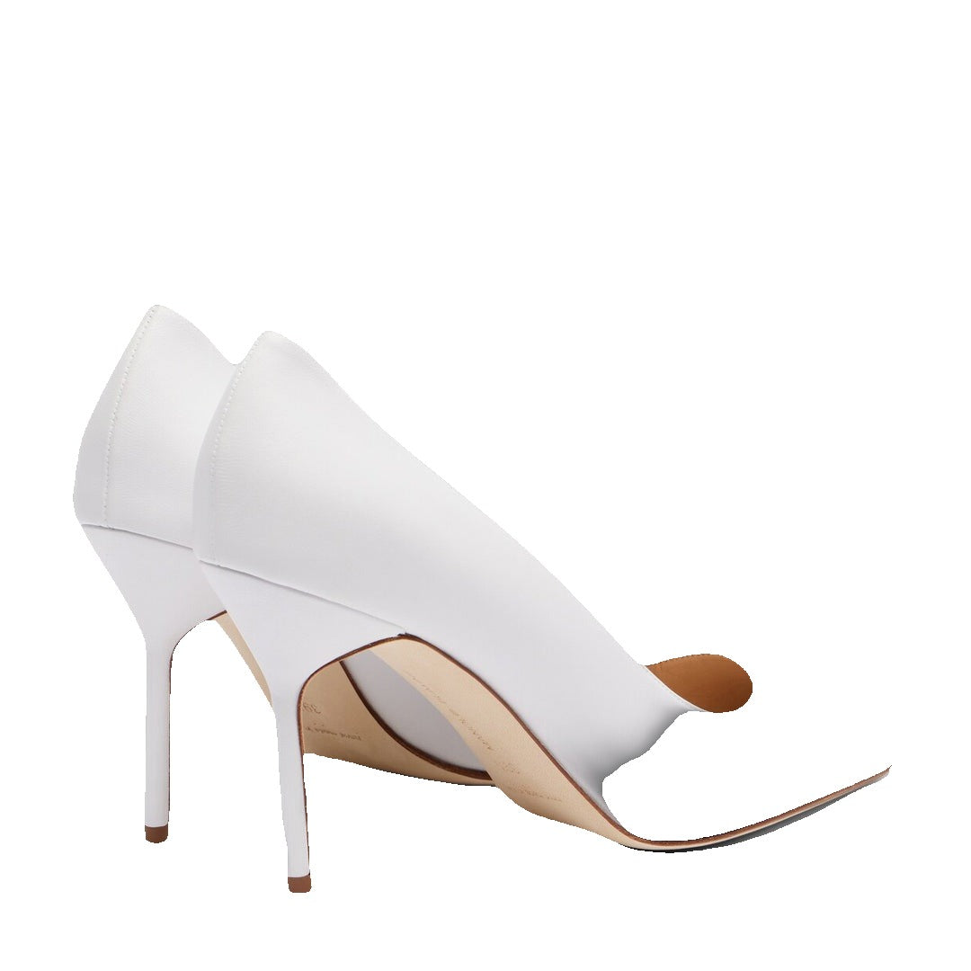 Manolo Blahnik 90mm BB Raffia Pointed-Toe Pumps - White