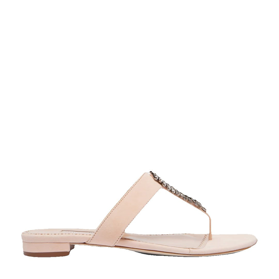 Manolo Blahnik Fiosabi Applique Leather Thong Sandals - Pink