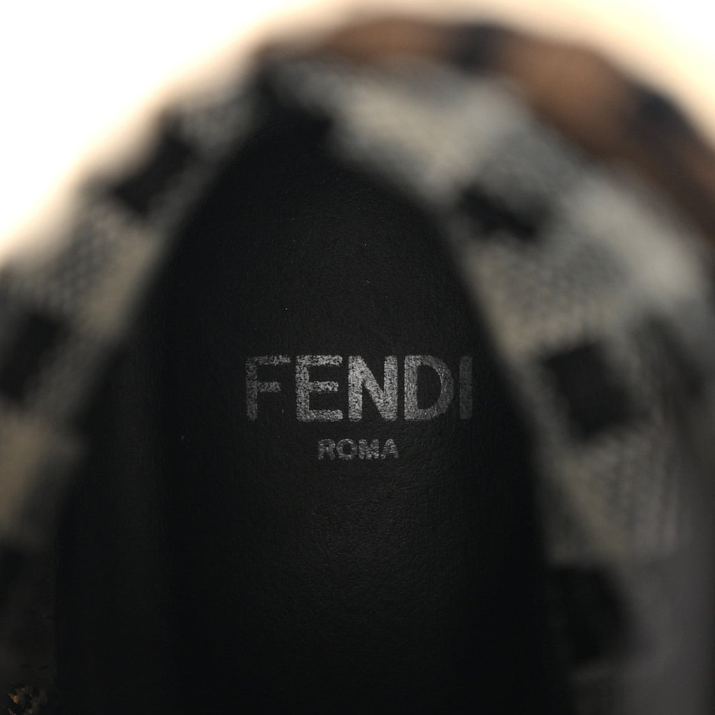 FENDI VITELLO FF VICHY ROCKOKO BIKER BOOT BLACK TOBACCO