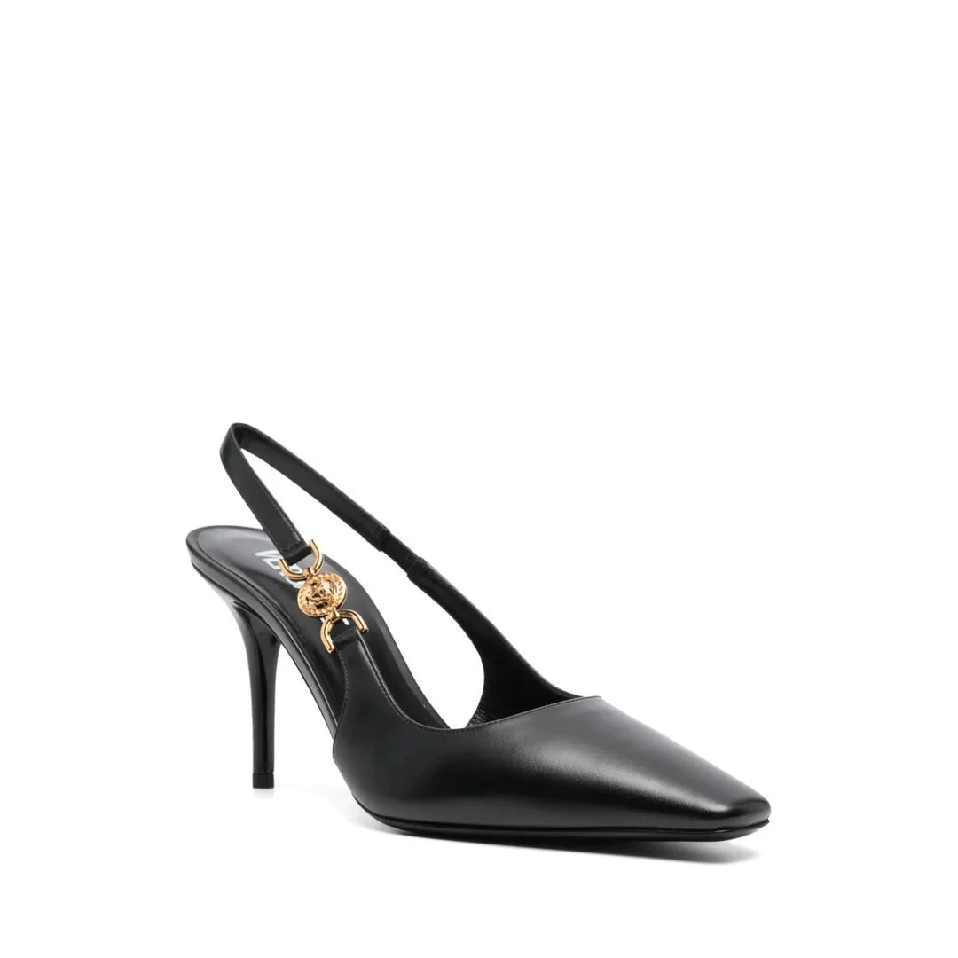 Versace 85mm V2025 Slingback Pumps - Matte Black