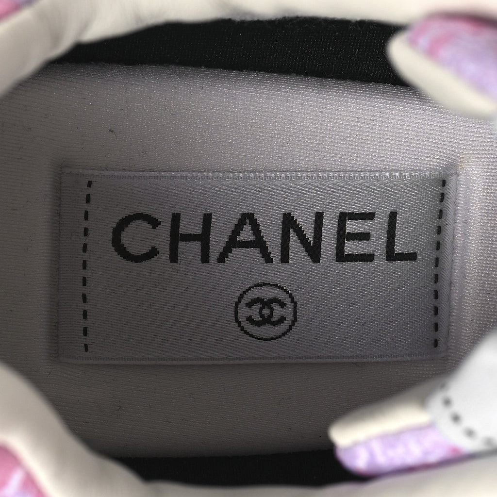CHANEL TWEED SUEDE CALFSKIN CC SNEAKERS PINK & BEIGE