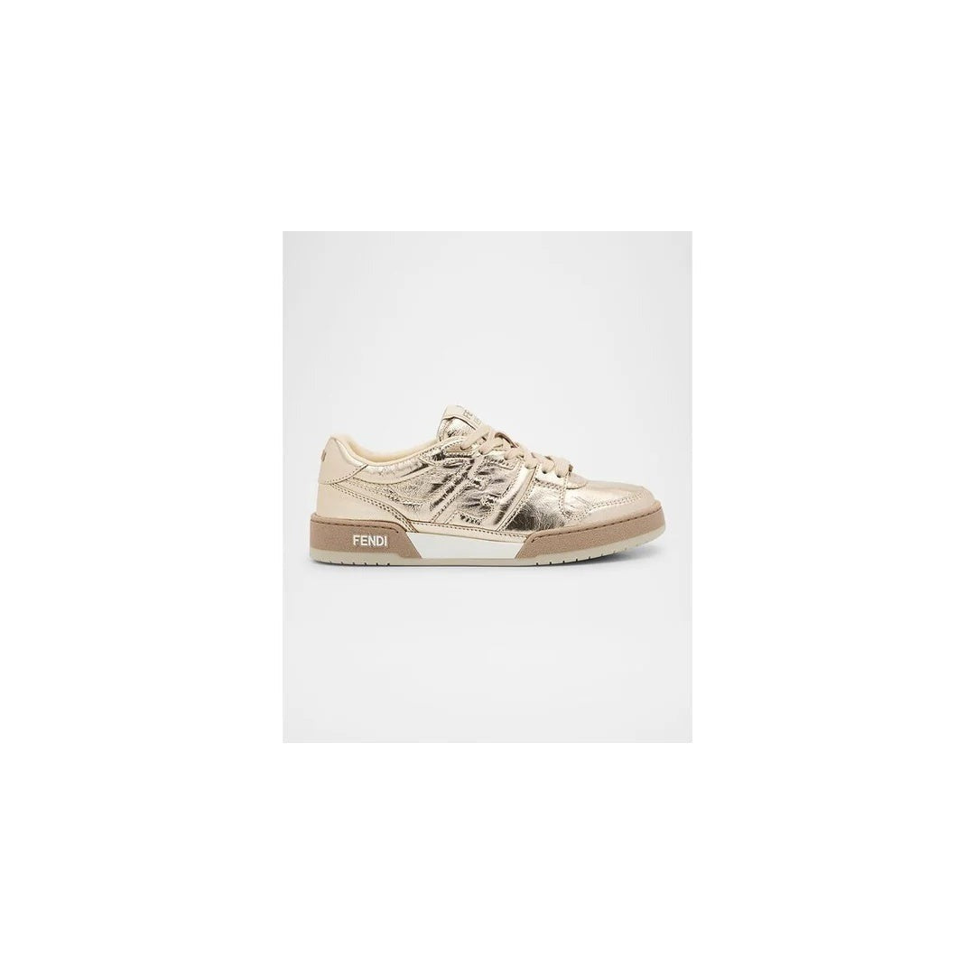 Fendi Match FF Leather Low-Top Sneakers - Gold