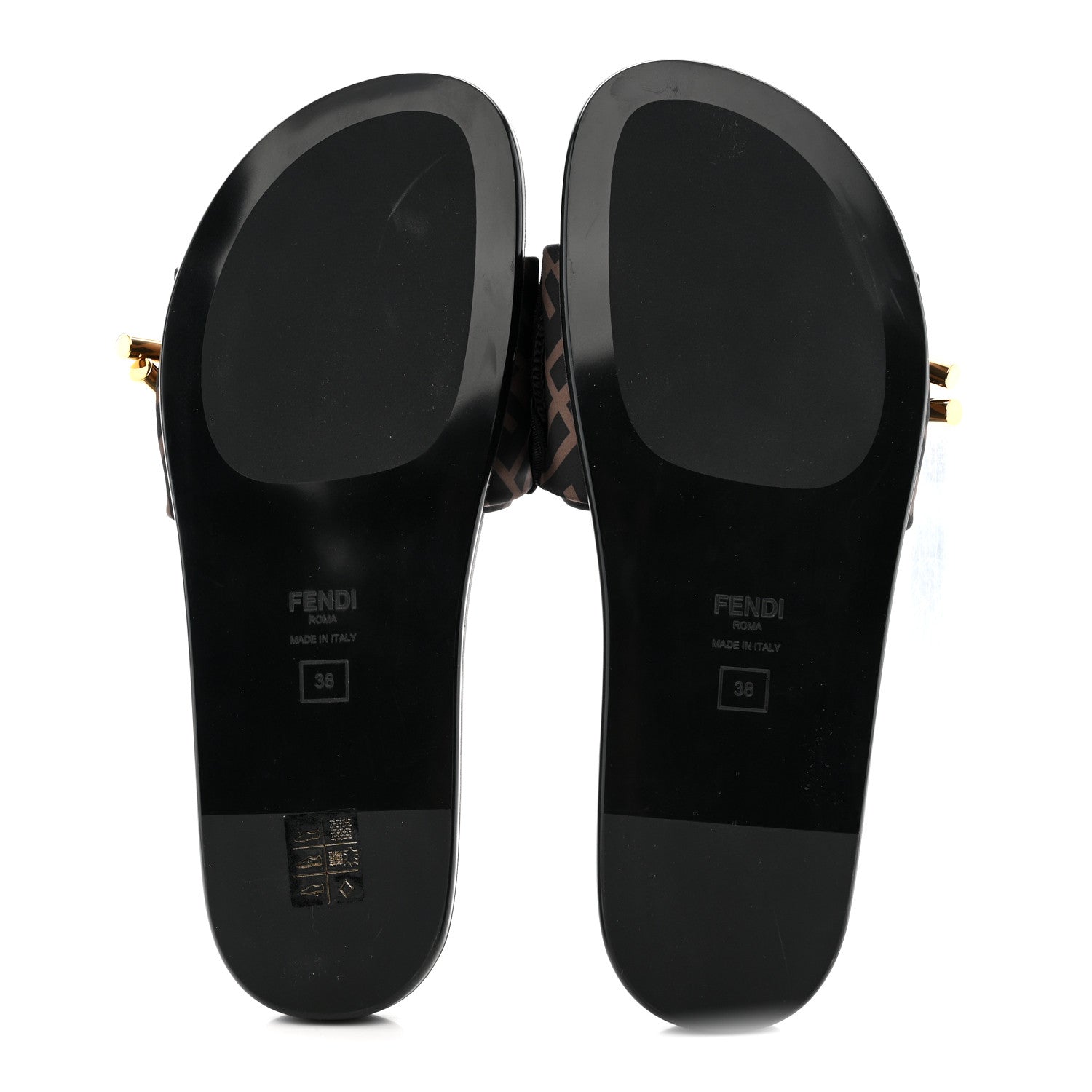 FENDI FEEL SATIN SLIDE SANDALS BLACK & WHITE