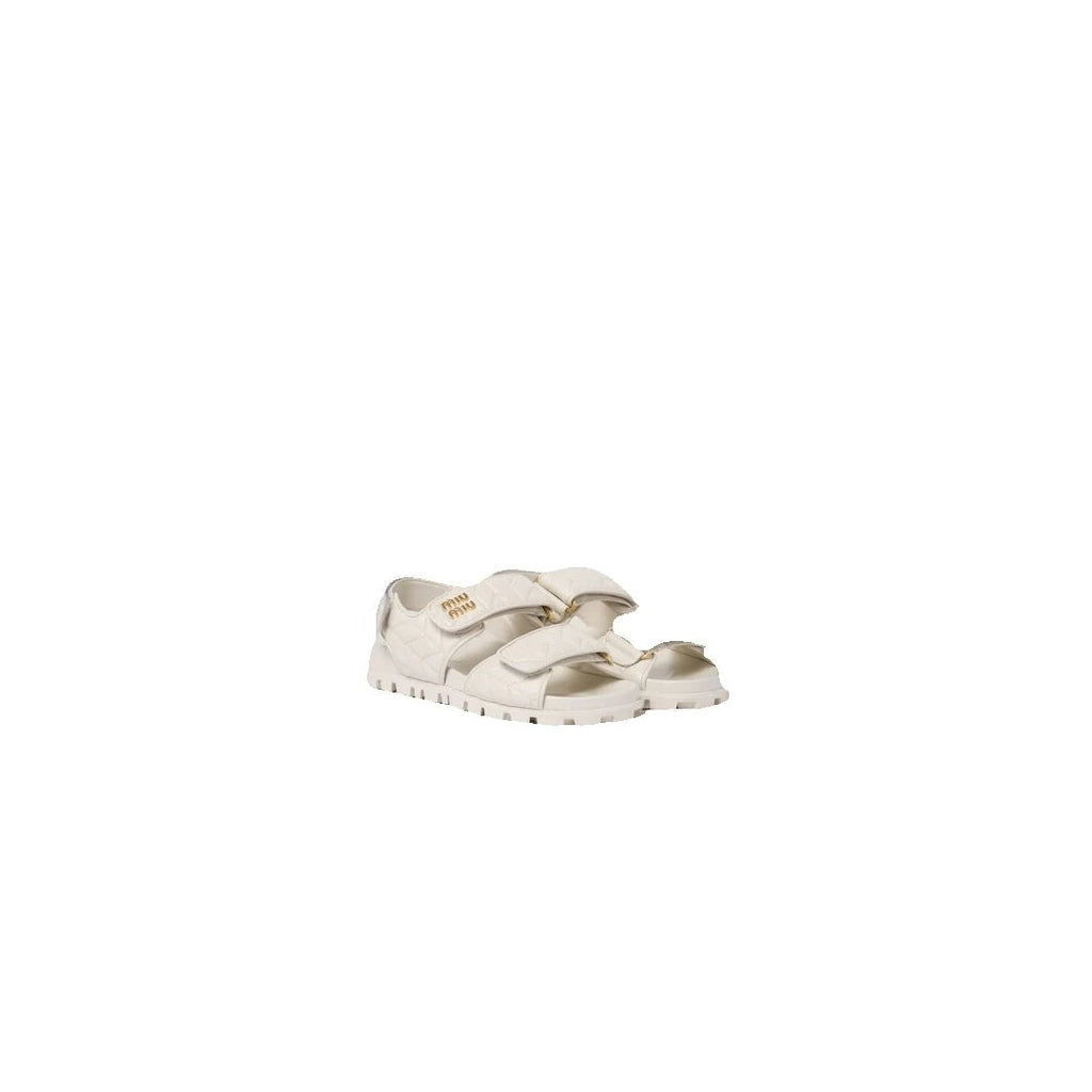 Miu Miu Nappa Matelasse Sporty Sandal - White