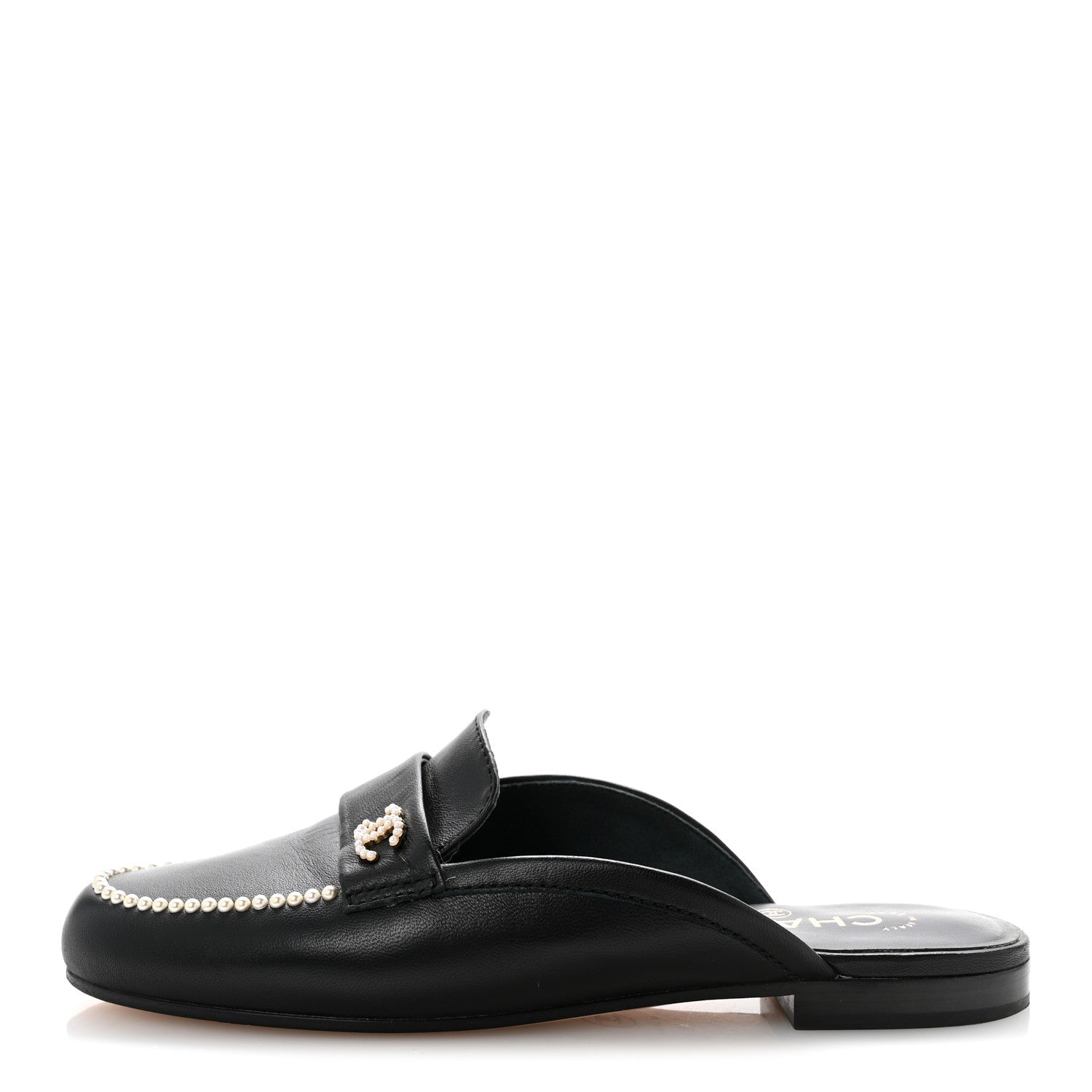 CHANEL CC MULES LAMBSKIN BLACK GHW