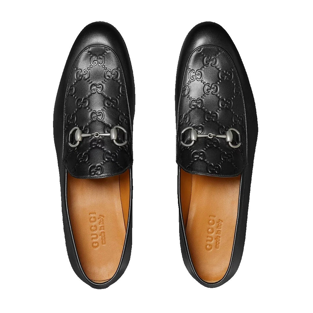 Gucci Como Loafer, Leather - Black GG Embossed with Horsebit