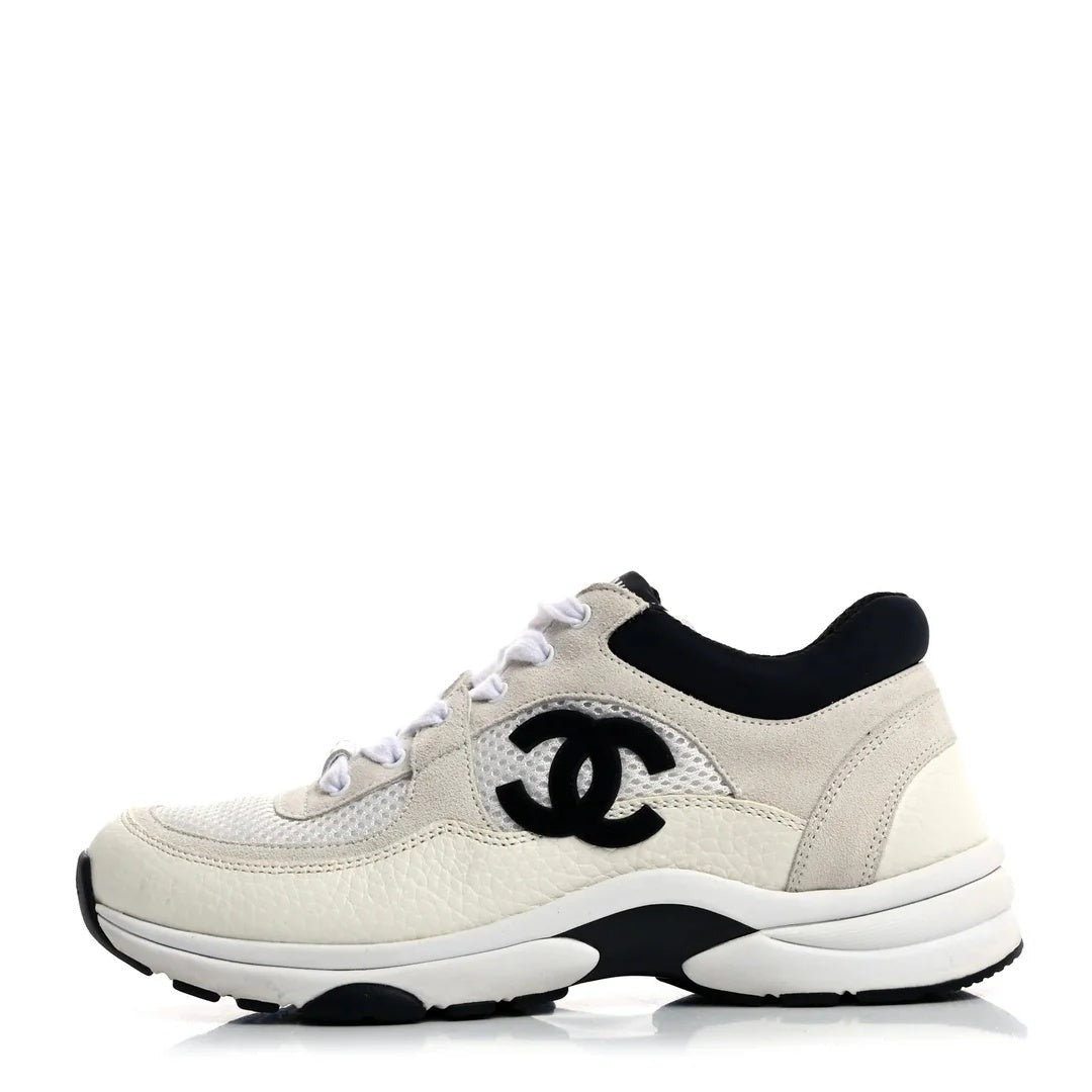 Chanel Calfskin CC Sneaker Brown - White/Beige