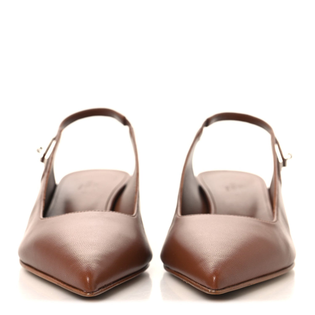 MANOLO BLAHNIK CAMPARISLI NAPPA LEATHER SLINGBACK PUMPS TAN & CAMEL