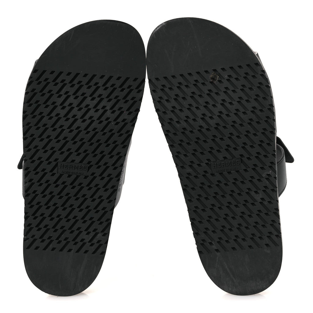 HERMES CHYPRE SANDALS CALFSKIN BLACK